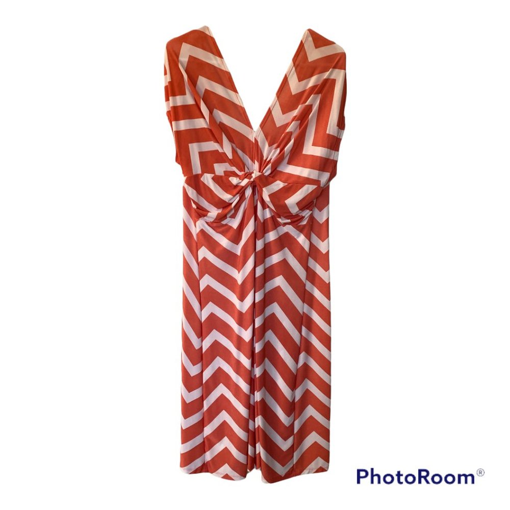 Coral and White Women's Dress Size XL